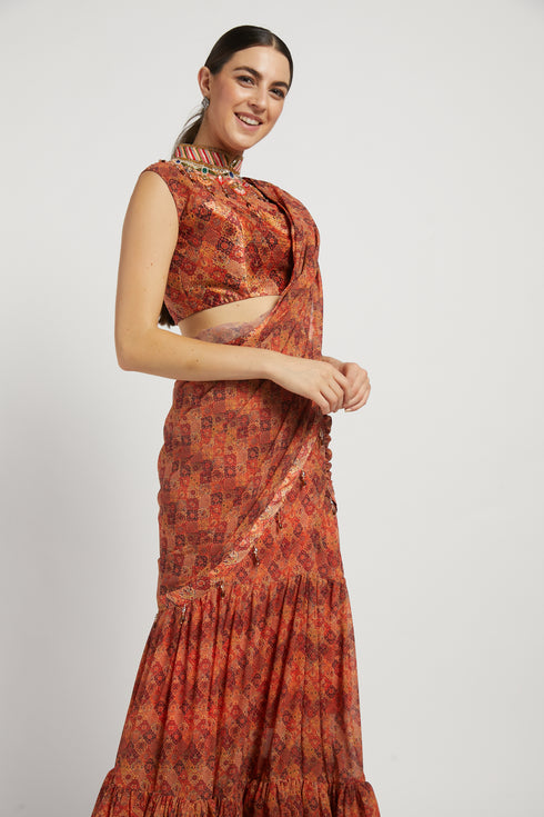 Coral Print Rabia Lehenga Set