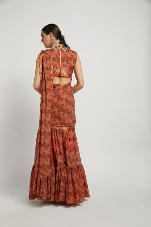 Coral Print Rabia Lehenga Set