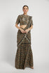 Black navrattan booti drepe sari set