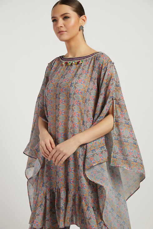 Aquamarine Printed Lana Kaftan Kurta Set