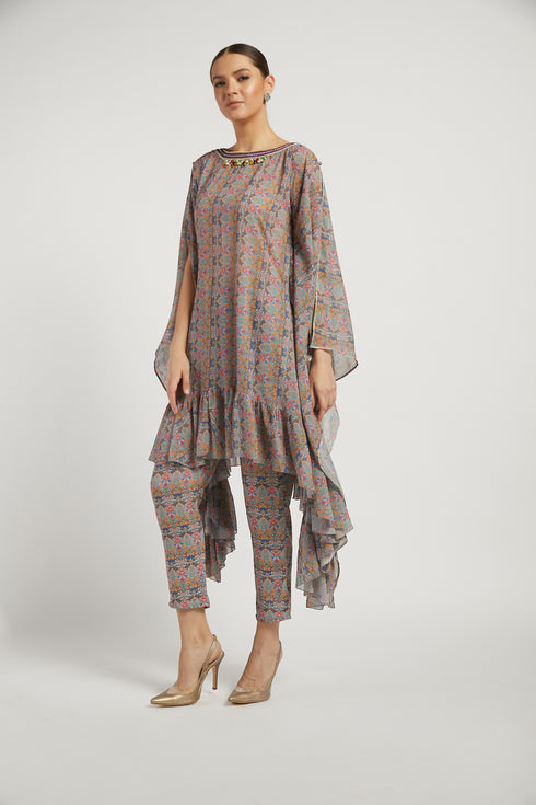 Aquamarine Printed Lana Kaftan Kurta Set
