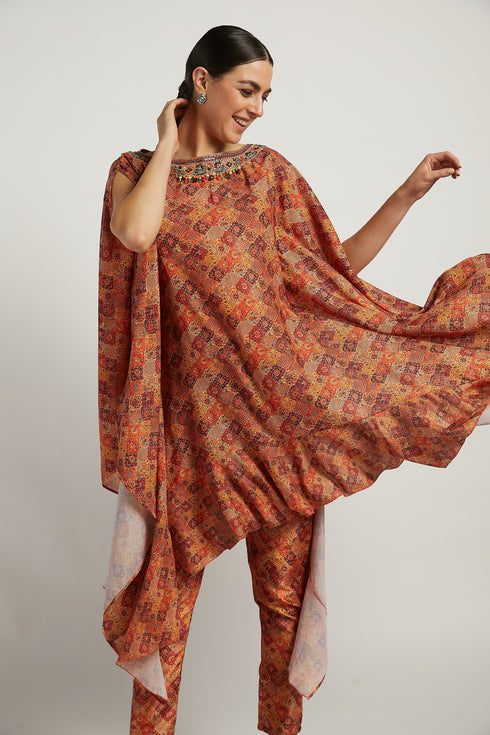 Coral Lana Kaftan Kurta Set