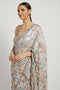 Ivory Georgette Printed Tamara Saree Set