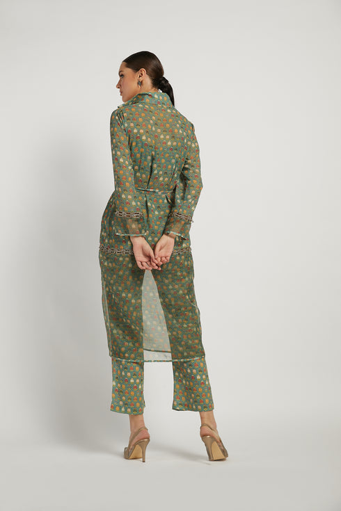 Green Dalia Pant Set With Butti Work