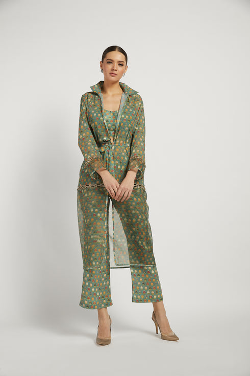 Green Dalia Pant Set With Butti Work