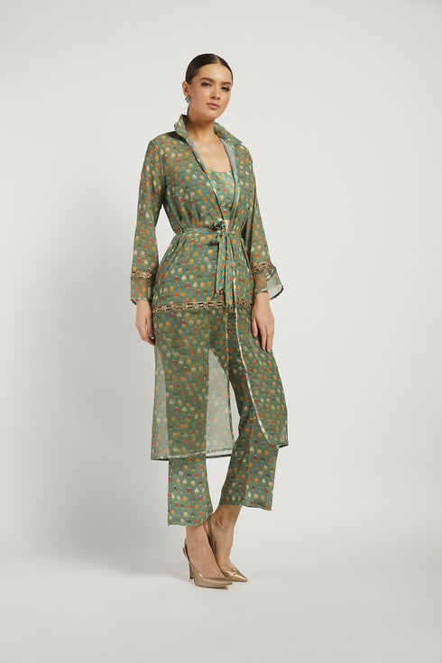 Green Dalia Pant Set With Butti Work
