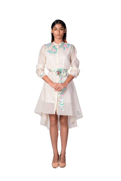 Multicolour Wallpaper Handpainted Shirt Dress