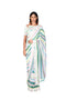 Multicolour wallpaper printed blouse and stripe Saree