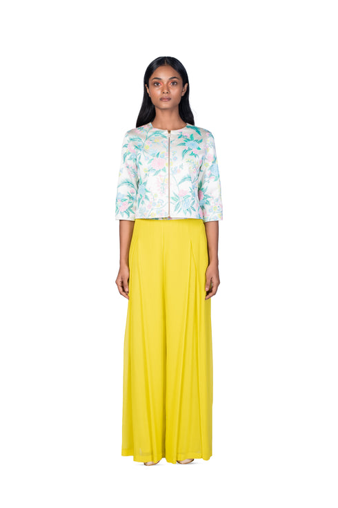 Multicolour handpainted short Jacket with Pants