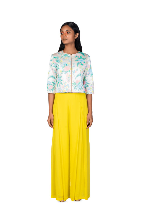 Multicolour handpainted short Jacket with Pants