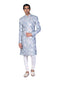 Grey Damask Multicolour Threadwork EMB Sherwani
