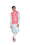 Coral multicolour wallpaper EMB Waistcoat with mint Kurta and Churidar