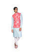 Coral multicolour wallpaper EMB Waistcoat with mint Kurta and Churidar