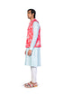 Coral multicolour wallpaper EMB Waistcoat with mint Kurta and Churidar