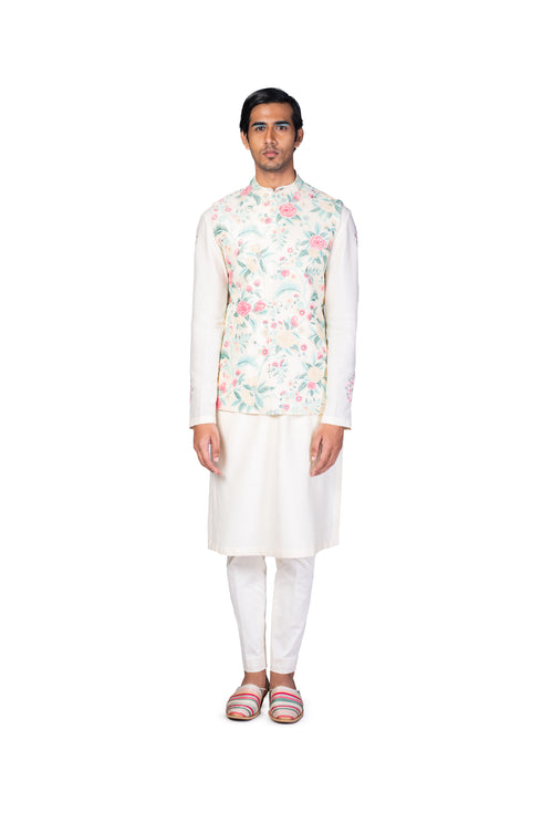 Asymmetric Waistcoat, Kurta and Churidar