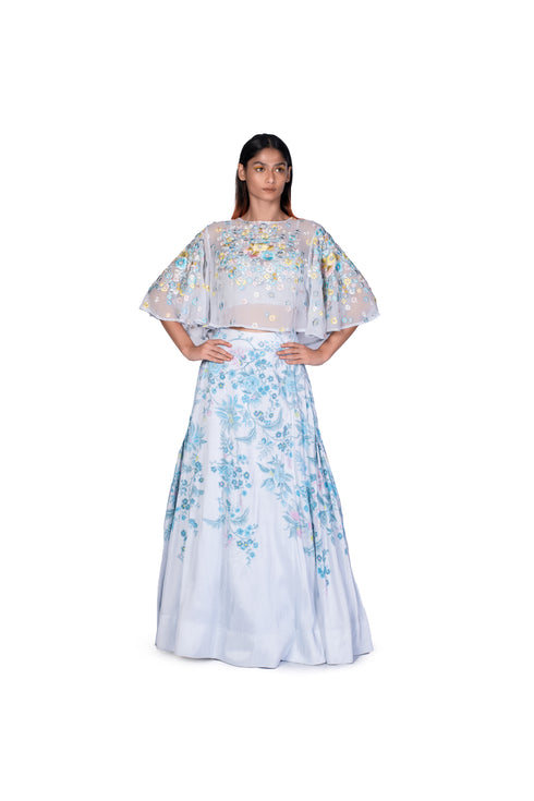 Cape Top with Handpainted Skirt