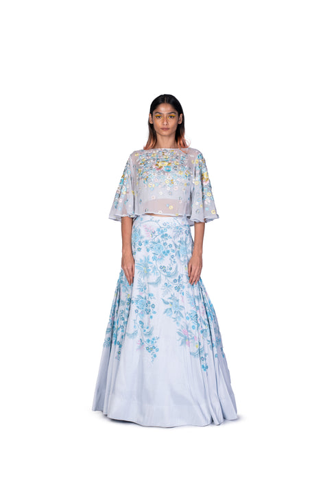 Cape Top with Handpainted Skirt