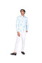 White and Blue wallpaper handpainted Shirt Bnadhgala and White Pants