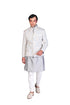Offwhite Bandhgala with Grey Silk Kurta and Churidar