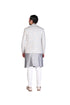 Offwhite Bandhgala with Grey Silk Kurta and Churidar