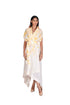 Yellow wallpaper handpainted Wrap Dress with Inner