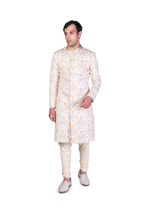 Off-White Folk Flower Multicolour EMB Sherwani