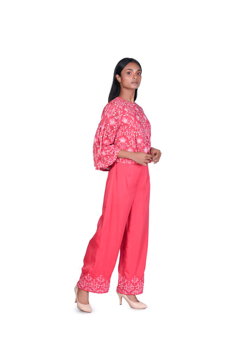 Coral Zahra EMB Crop Top with Pants