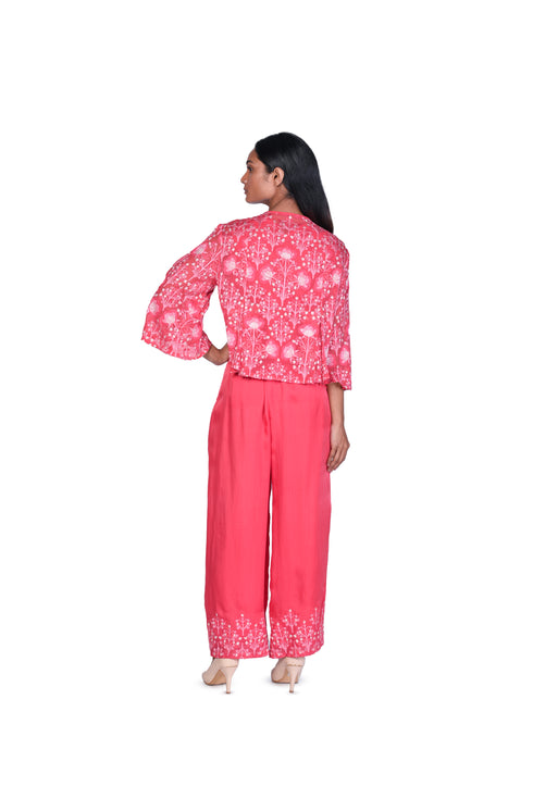 Coral Zahra EMB Crop Top with Pants