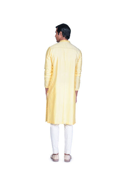 Yellow Lego EMB Silk Kurta with Churidar