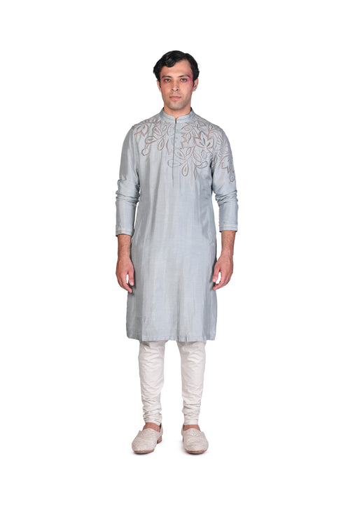 Grey Cutwork Applique Kurta