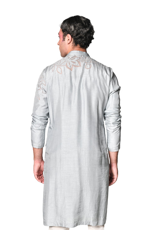 Grey Cutwork Applique Kurta