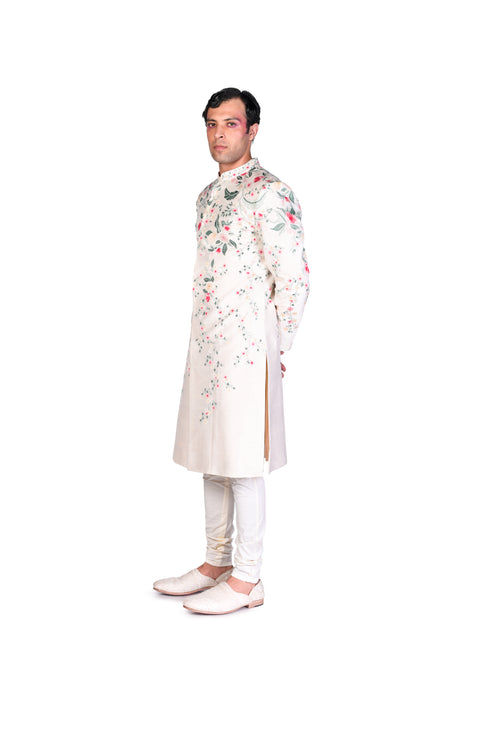 Multicolour Scattered Wallpaper EMB Off-white Sherwani