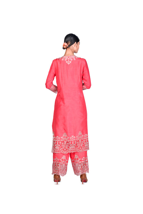 Coral Tissue Applique Kameez Set