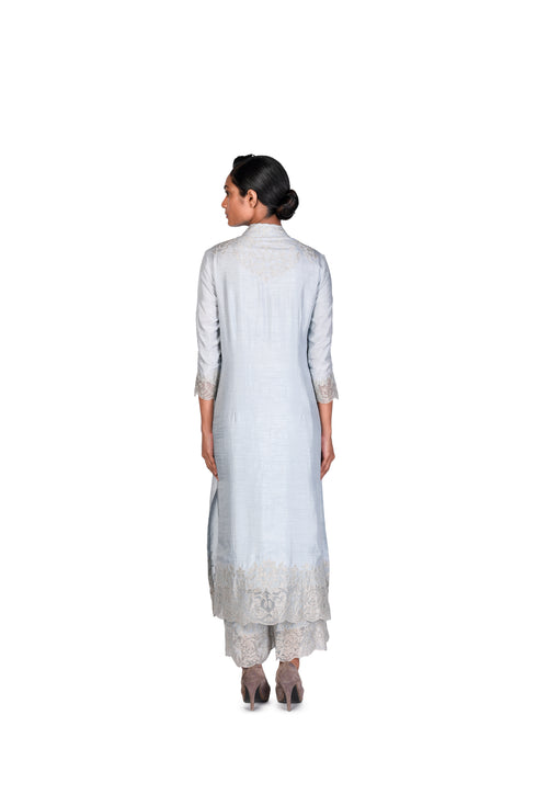 Mint Tissue Applique Kameez Set