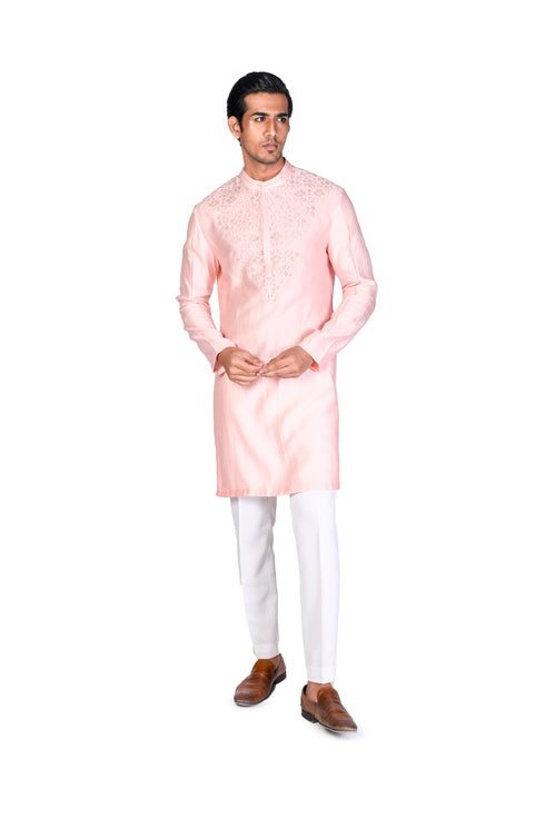 Pink EMB Kurta and Slim Pants