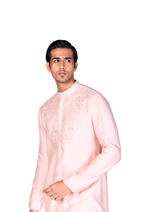 Pink EMB Kurta and Slim Pants