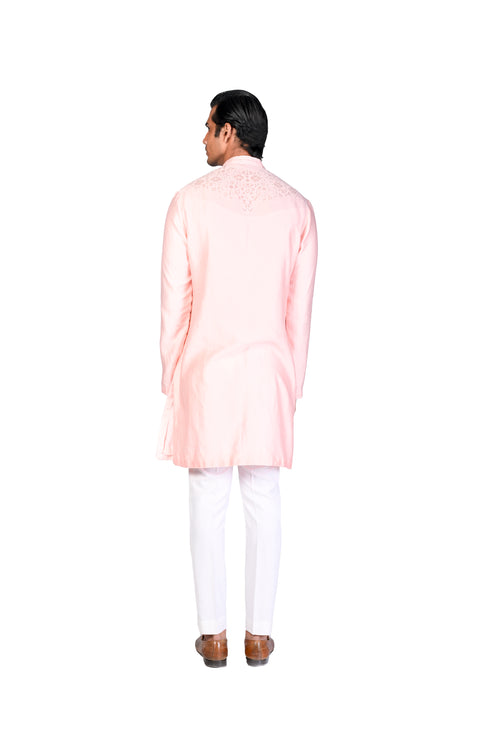 Pink EMB Kurta and Slim Pants