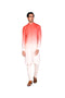 Coral and Peach Ikkat Achkan with collar, Kurta and Churidar