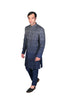 Midnight Blue Shaded Paisley Sherwani with Navy Pants