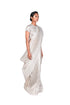 Offwhite Silver Saree with Blouse Piece and Silver Metallic Blouse
