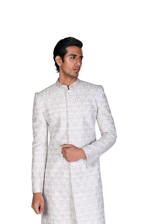 Light Grey zehra edit Multicolour EMB Sherwani