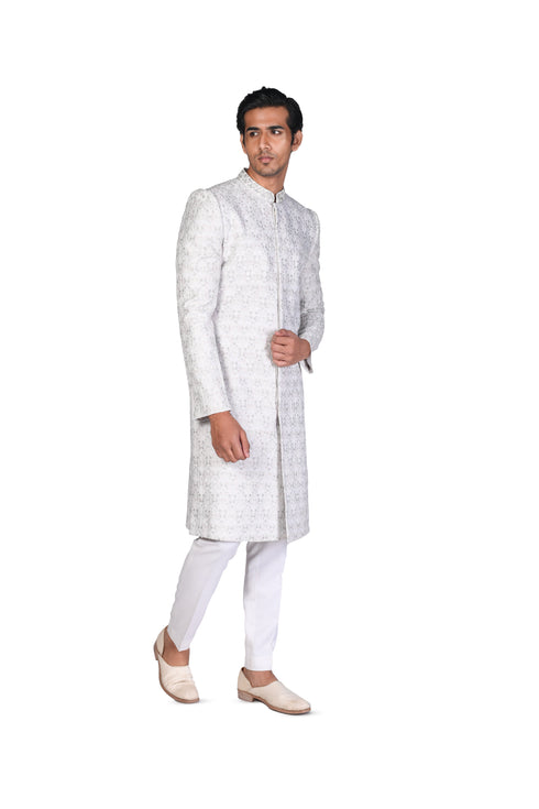 Light Grey zehra edit Multicolour EMB Sherwani