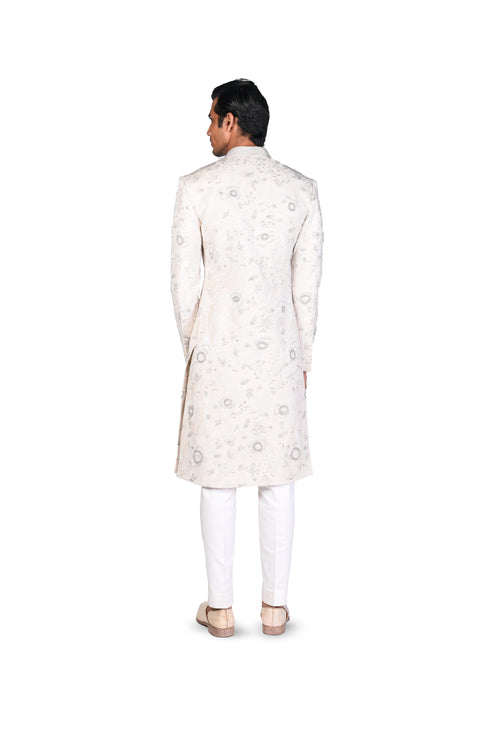 Khadi Faded Off-white Sherwani