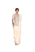 Cream striped Sequin EMB Jacket with Cream EMB Saree