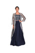 Navy Vine Jaal EMB Corset With Grey Jacket and Net Skirt