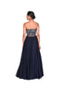 Navy Vine Jaal EMB Corset With Grey Jacket and Net Skirt