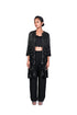 Black small flower scattered short jacket with black double GGT pants