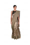 Pumpkin Leaf EMB Antique Gold Tissue Saree with Blouse Piece + Pipe EMB Gold Cutwork Sleeveless Blouse