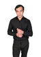 Black Wallpaper Thread EMB Waistcoat with Black Organza detail Shirt and Slim Pants