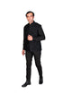 Black Wallpaper Thread EMB Waistcoat with Black Organza detail Shirt and Slim Pants